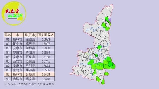 陕西省107县区人均可支配收入排名,猜猜陕西哪个县的人最有钱?