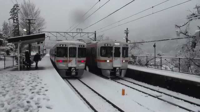 日本铁道御殿场线掠影!313系静冈车雪地行走穿梭,莫名很唯美!