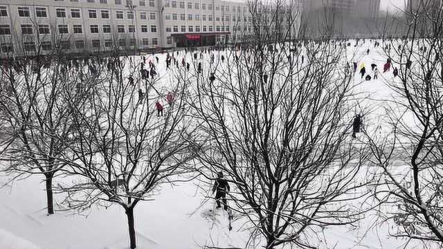 雪后的校园 孩子撒开欢了