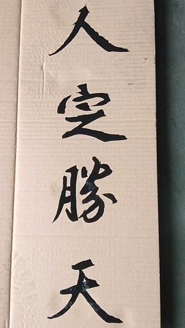 牙刷书法人定胜天