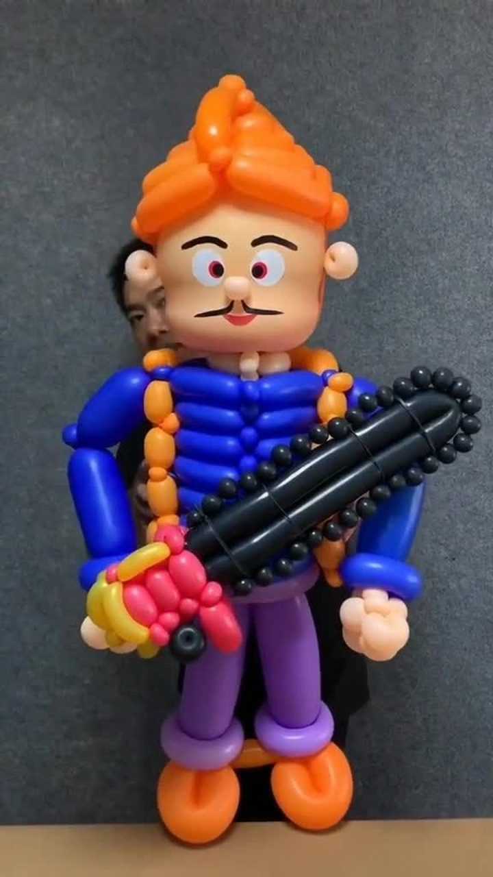 光头强气球造型分享,朋友们要爱护树木哦