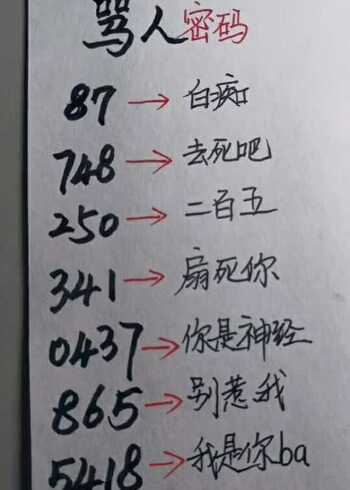 骂人的密码这些数字你说过吗