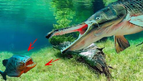 谁说食人鱼在淡水里没有天敌?遇上鳄雀鳝,分分钟开始怀疑人生