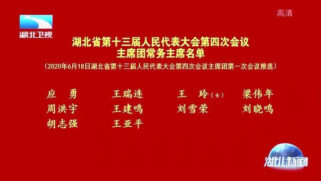 湖北省第十三届人民代表大会第四次会议主席团常务主席名单