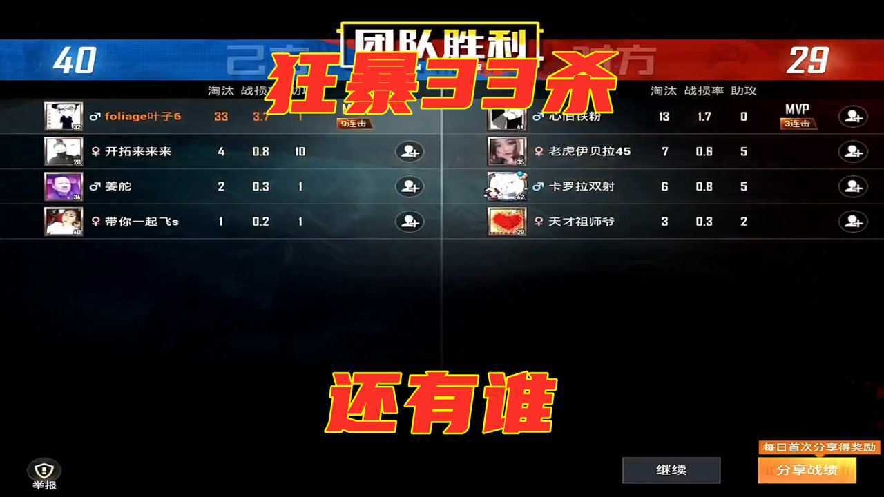 和平精英团队竞技33杀强势吃鸡
