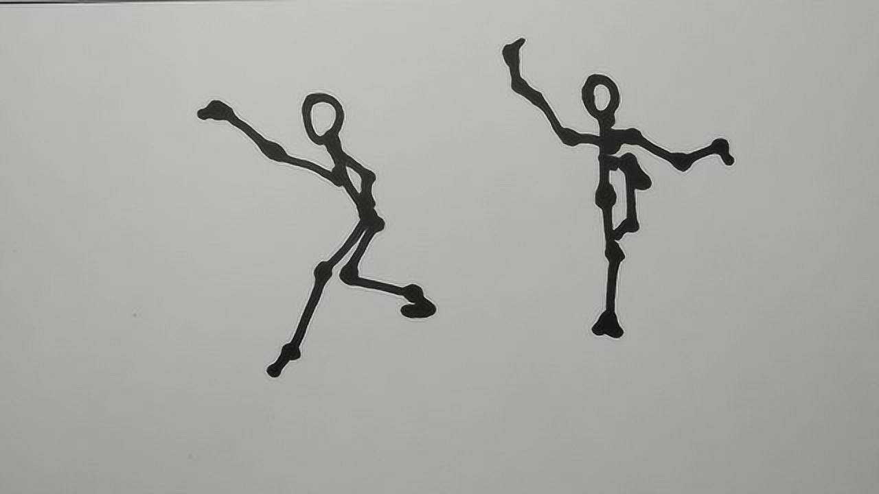 简笔画:健身火柴人(打太极)老人们都看过来,练太极了?嘻嘻!