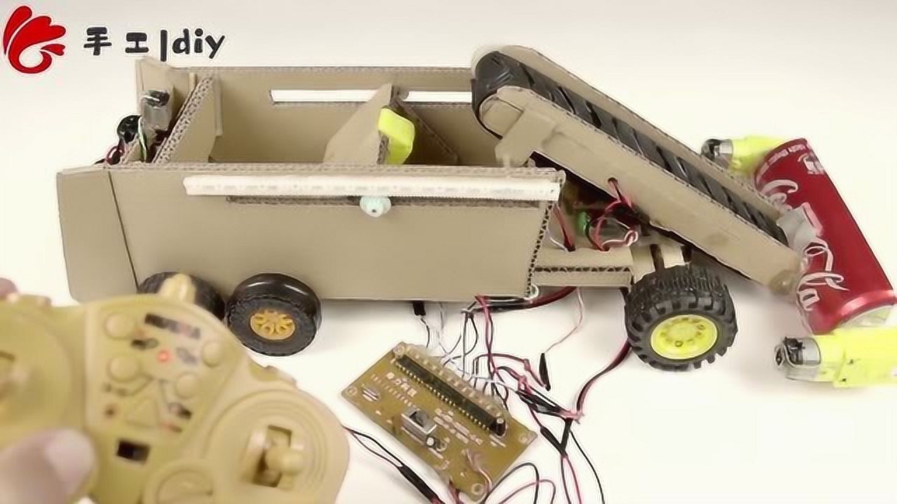 创意diy,硬纸板手工diy制作收割机农用机电动玩具模型