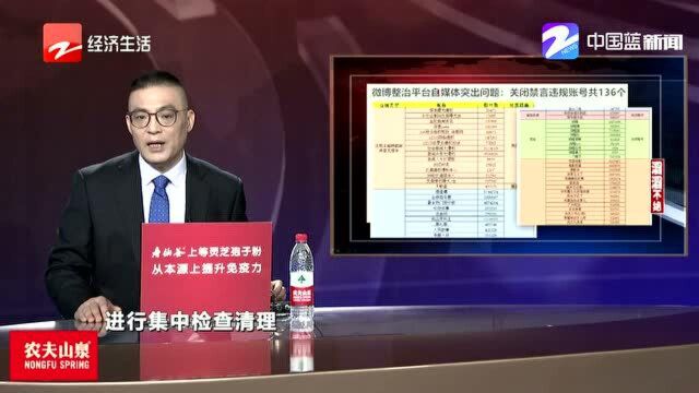 微博整治平台自媒体突出问题:关闭禁言违规账号共136个