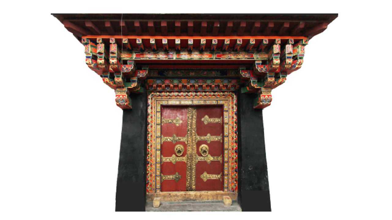 西藏藏式大门大街小巷精湛的艺术品