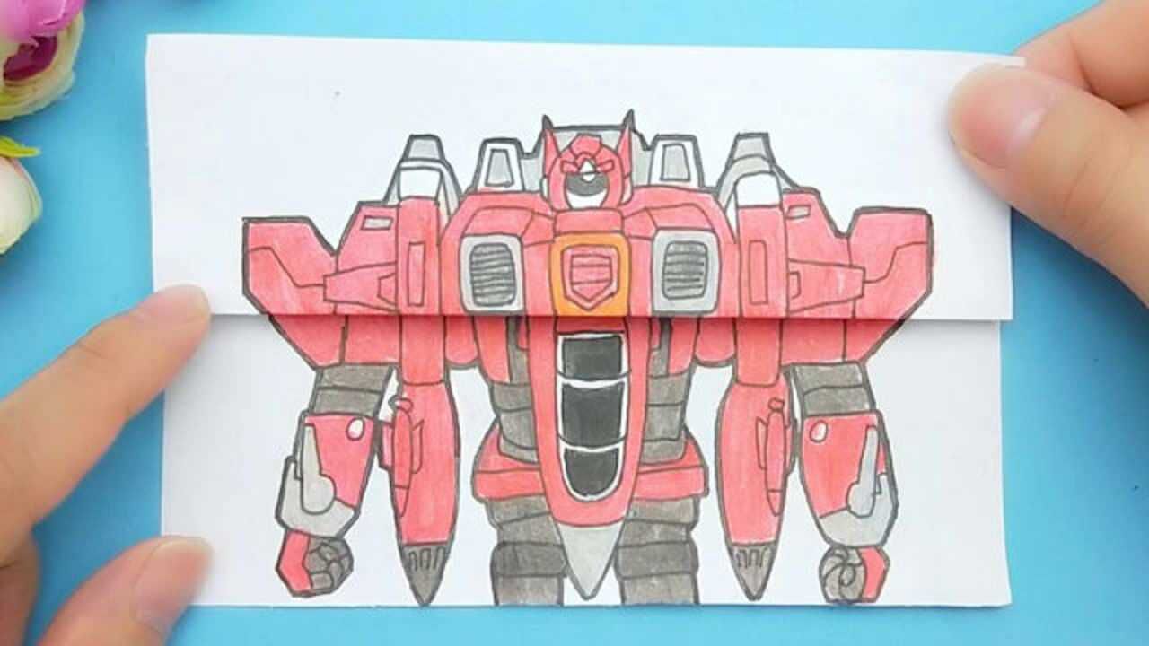 给迷你特工队塞米机器人手绘变身,打开是谁坐在里面?发现很帅气