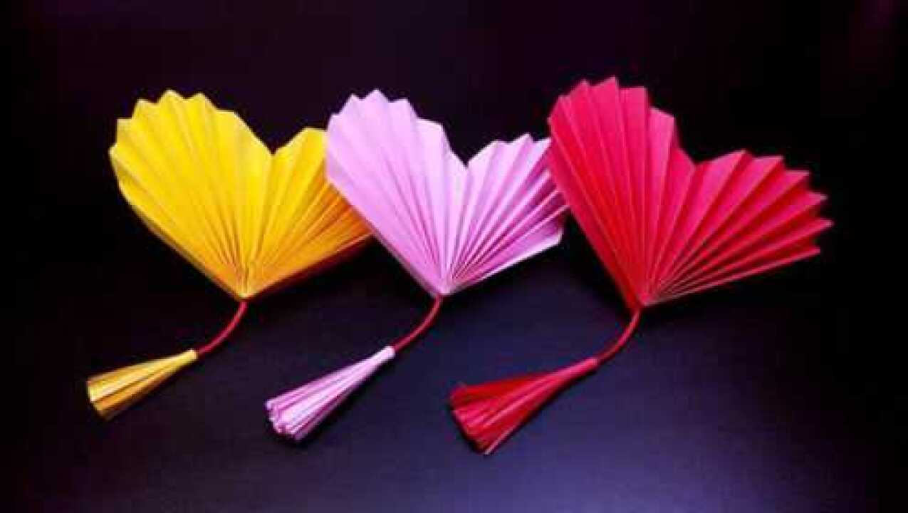 女生们最喜欢的古风流苏爱心扇子折法非常简单折纸视频教程