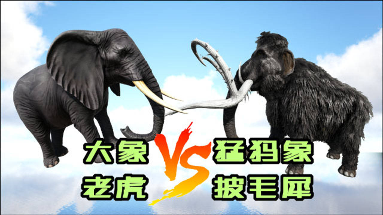 猛犸象vs披毛犀图片