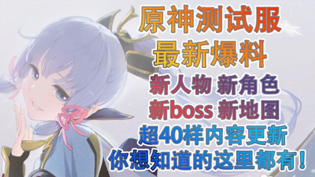 【原神】测试服内容大爆料!超40个新人物新装备新boss开放!