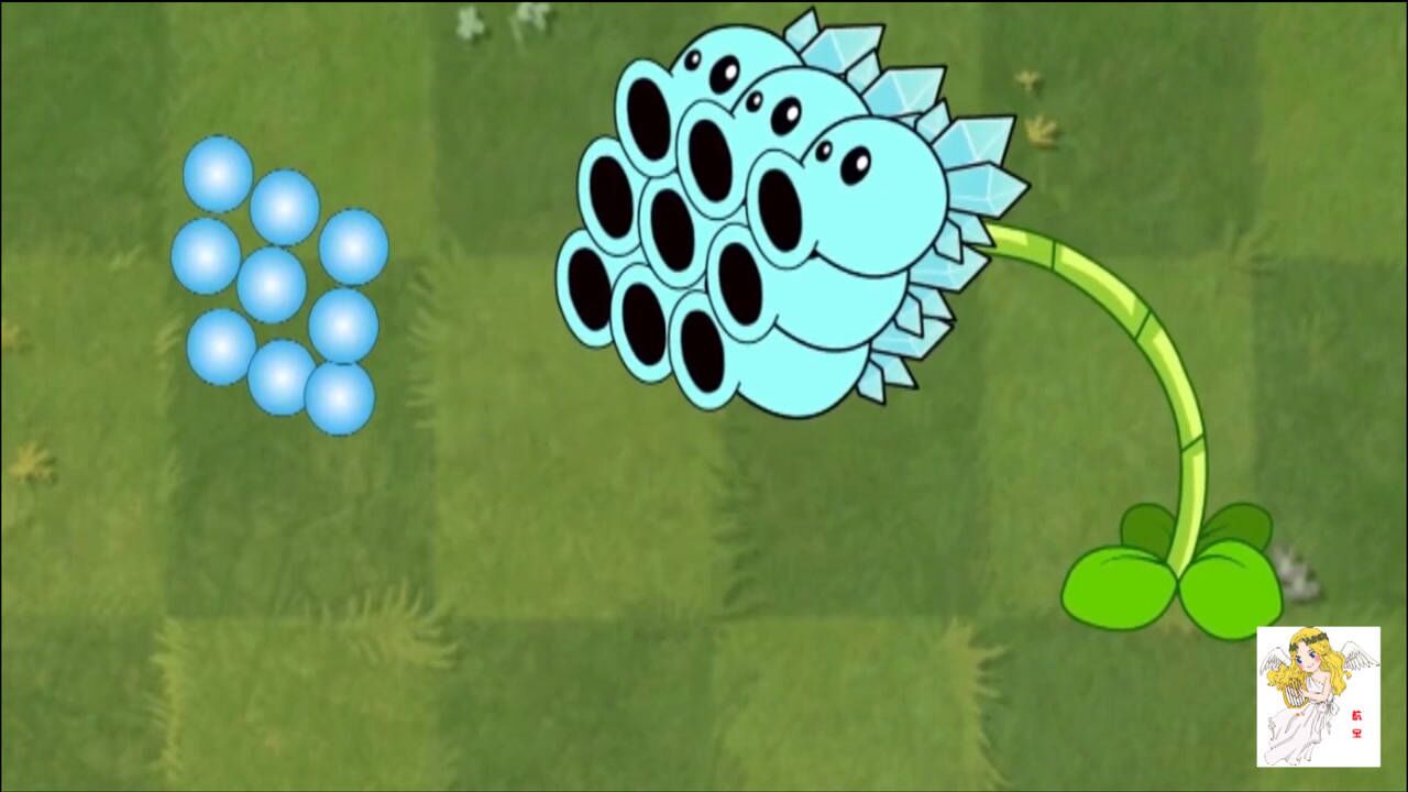 植物大战僵尸游戏,九头寒冰豌豆射手大战光头僵尸路障僵尸机械巨人