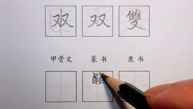 斜来格,让孩子快速写好字!“双”字的演变