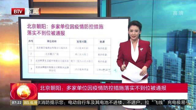 北京朝阳:多家单位因疫情防控措施落实不到位被通报