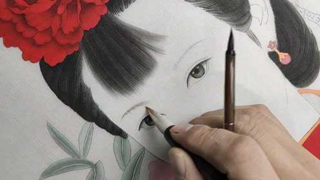 工笔人物,画眼睛和眉毛整个过程.需要注意这几点.