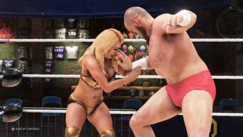WWE 2K20男女跨性别摔角Lars Sullivan低智商怪物vs Mandy Rose