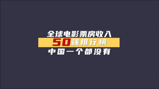 全球电影票房收入50强排行榜,中国一个都没有,少点八佰多点流浪地球