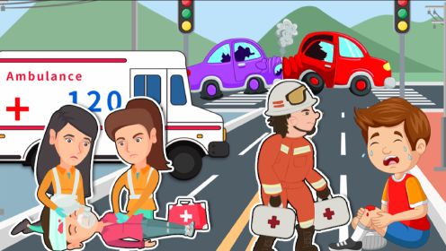 加油站发生交通事故，车祸造成两人受伤，救护车和消防车联合救援。玩具故事