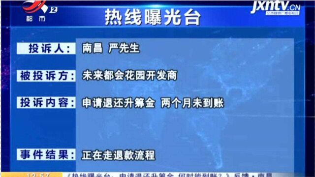 【《热线曝光台:申请退还升筹金 何时能到账?》反馈ⷮŠ南昌】未来都会花园:正在走退款流程