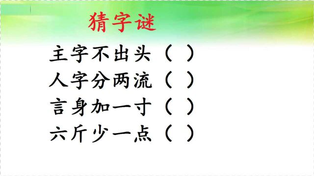 猜字谜,猜一个字,六斤少一点