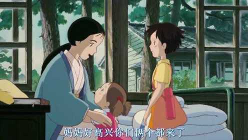龙猫：爸爸带着小月和小梅，去医院看望妈妈，这让妈妈很高兴。