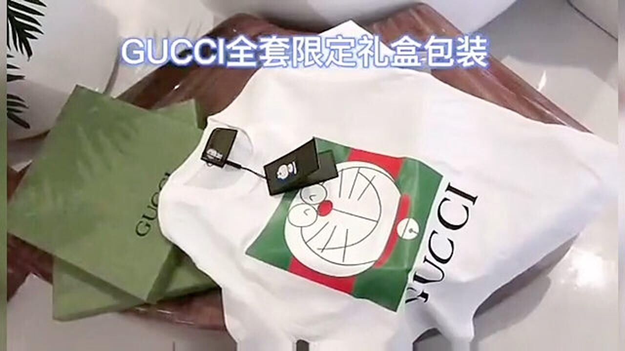 a古驰gucci哆啦a梦机器猫t恤gucci哆啦a梦50周年纪念联名款短袖印花