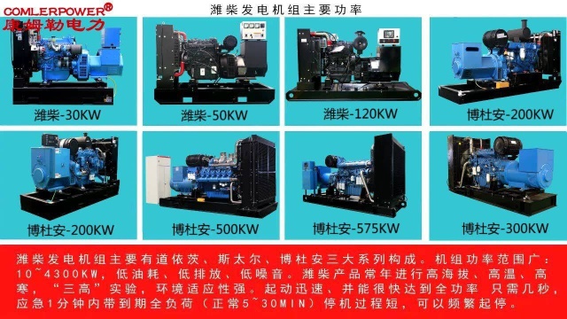 工程发电机组 潍柴发电机博杜安柴油发电机 系列