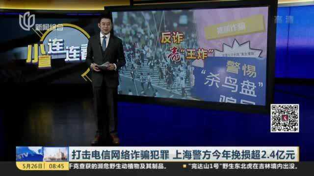 打击电信网络诈骗犯罪 上海警方今年挽损超2.4亿元