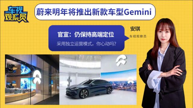 官宣:蔚来明年将推出新车型Gemini,仍保持高端定位,你心动吗?