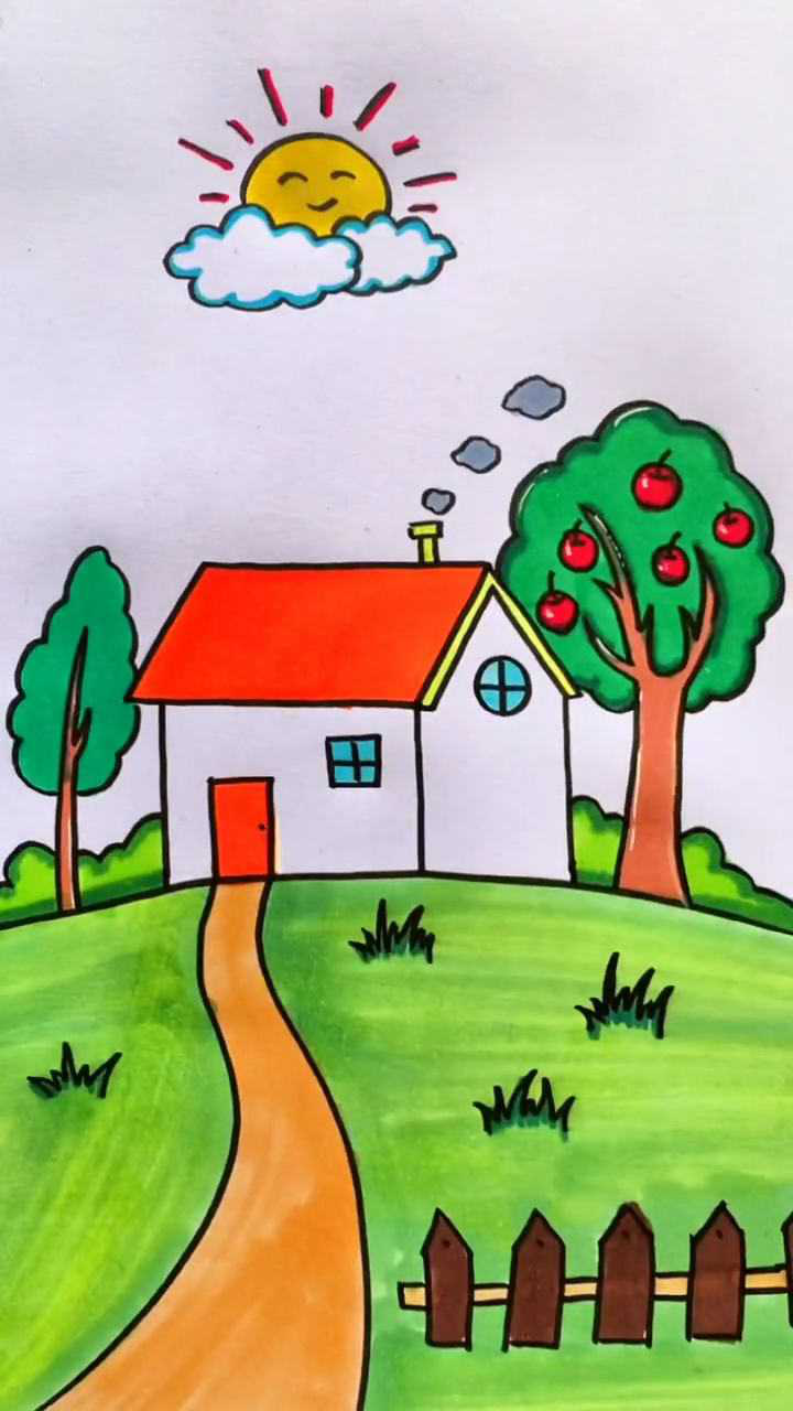 二年级画房子简单画法图片