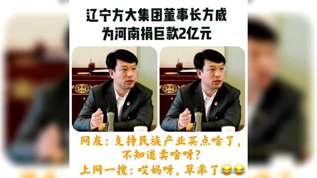 辽宁方大集团为河南捐款2亿元,网友支持民族产业买货评论火了,上网一搜草率了.