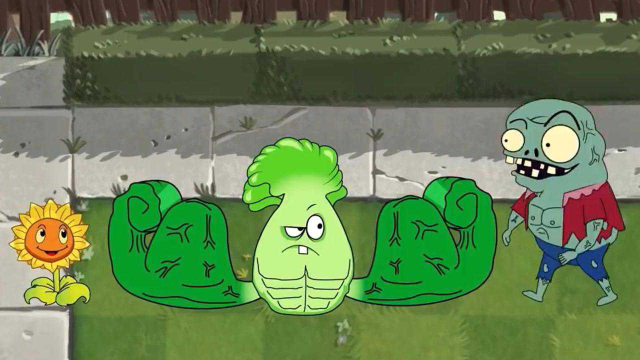 植物大战僵尸:白菜战士的诞生和强化的小僵尸,看我一套组合拳