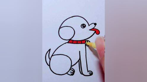 用数字6画小狗,简单又好看,快来试一试吧#一起学画画 #简笔画教程