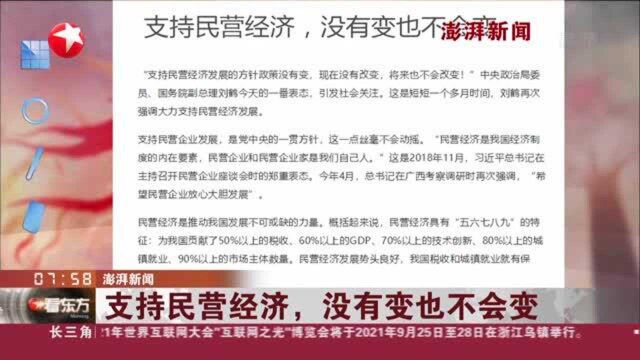 澎湃新闻 支持民营经济,没有变也不会变