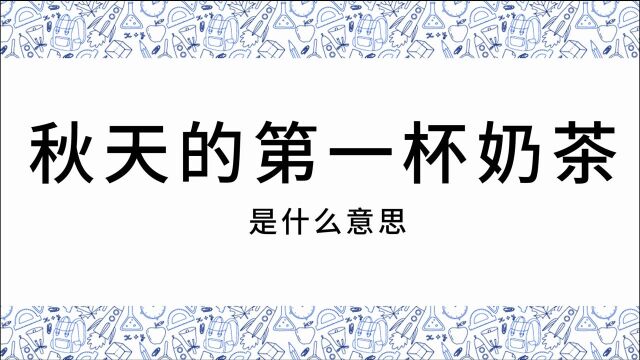 网络用语流行词汇讲解:秋天的第一杯奶茶,浆糊人士扯犊子