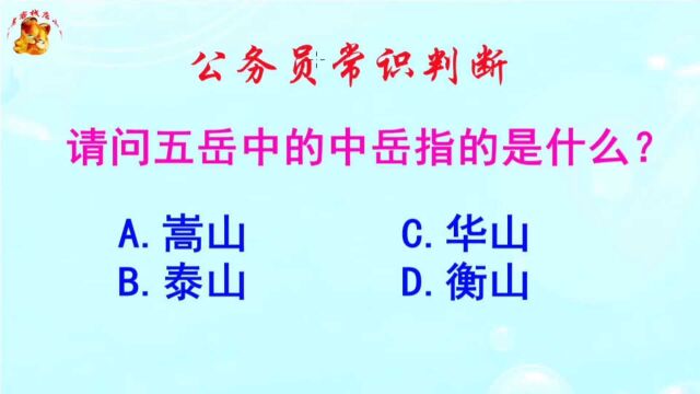 公务员常识判断,请问五岳中的中岳指的是什么?长见识啦