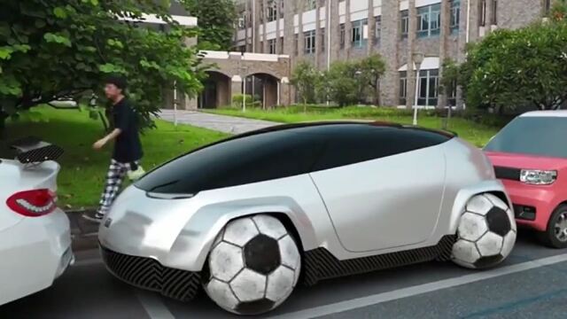 牛人设计的球形轮胎汽车,可任意角度移动,解决了停车难的问题!