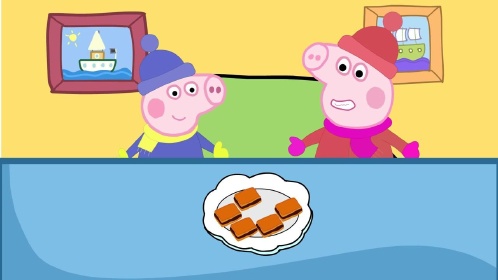 手绘定格动画:猪爸爸给,小猪佩奇和乔治,买了好多"山楂糕"当礼物