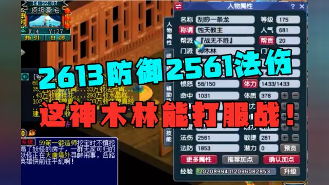 梦幻西游:175神木林2613防2561法伤,这号直接能打服战,真强!