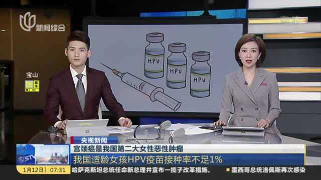 宫颈癌是我国第二大女性恶性肿瘤:我国适龄女孩HPV疫苗接种率不足1%