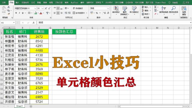 excel小技巧:如何进行单元格背景颜色汇总,升职加薪系列