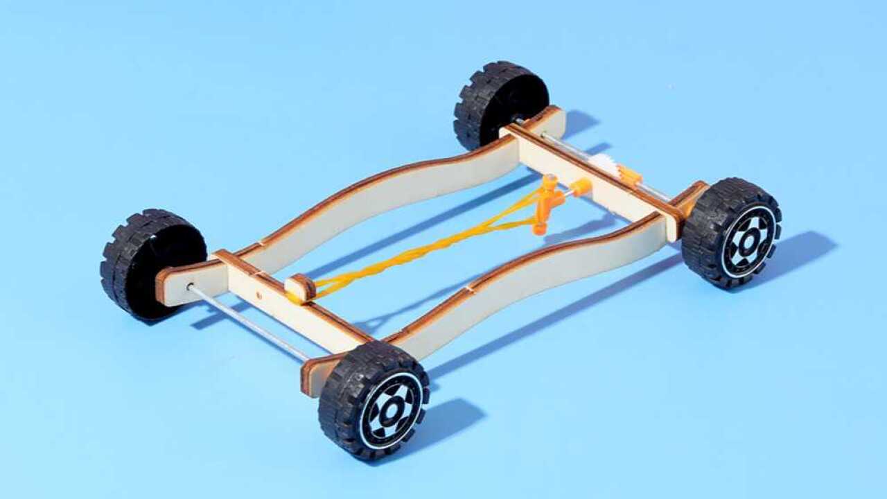 小霍金科学实验玩具 diy手工材料 橡皮筋小车
