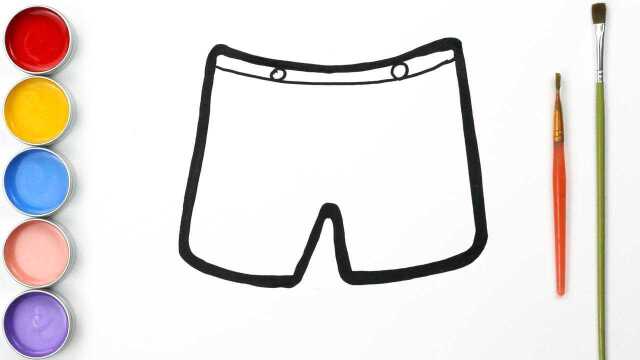 宝宝画画卡通短裤,幼儿启蒙简笔画英语早教