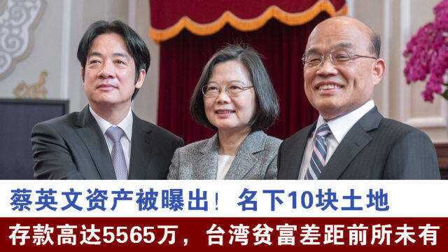 蔡英文资产被曝出!名下10块土地,存款高达5565万,台湾贫富差距前所未有