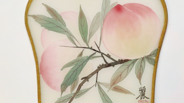 没骨画寿桃(团扇绘制)