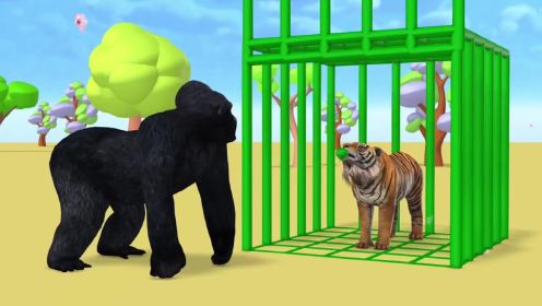 幼儿早教系列，大猩猩拿着香蕉给其他动物，可是它们都不吃！