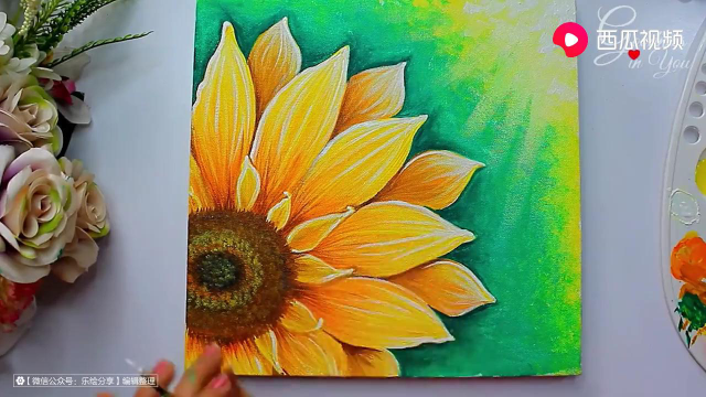水粉画美丽的向日葵