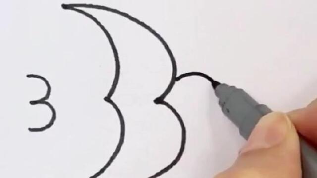 数字3燕子简笔画